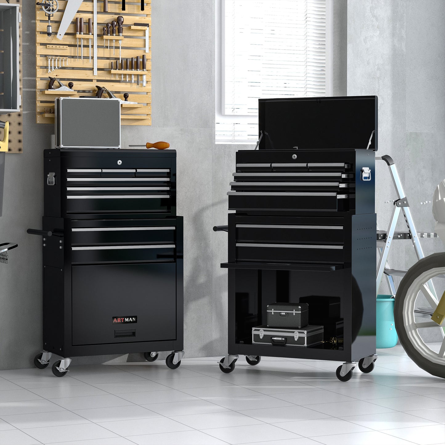 ARTMAN 8 Drawers Tool Cabinet|Lockable Wheels | Sliding Drawers