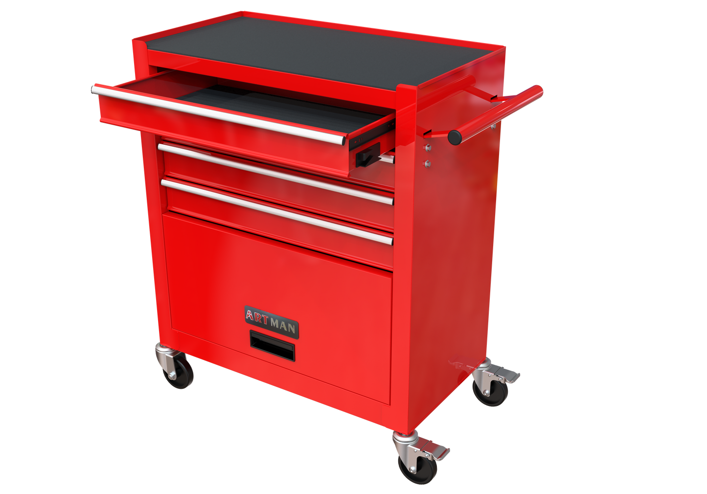 Artman 4-Drawer Tool Cabinet|Lockable Wheels | Sliding Drawers | Hidden Door