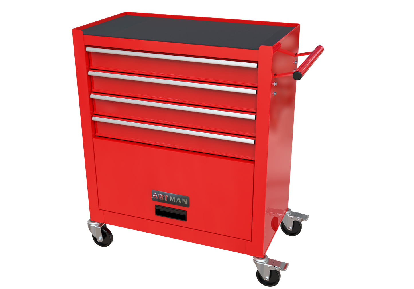 Artman 4-Drawer Tool Cabinet|Lockable Wheels | Sliding Drawers | Hidden Door
