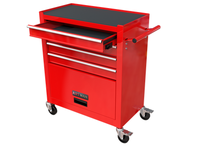 Artman 4-Drawer Tool Cabinet|Lockable Wheels | Sliding Drawers | Hidden Door