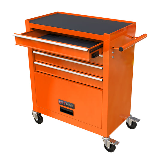 Artman 4-Drawer Tool Cabinet|Lockable Wheels | Sliding Drawers | Hidden Door