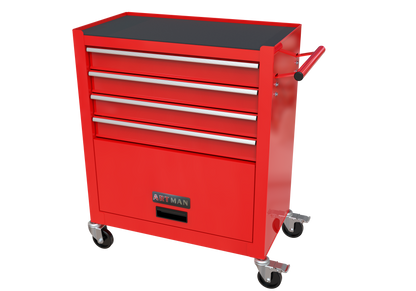 Artman 4-Drawer Tool Cabinet|Lockable Wheels | Sliding Drawers | Hidden Door